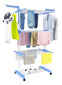 Tendedero para Ropa Plegable Portátil Retráctil Rack 3 Niveles Color Azul